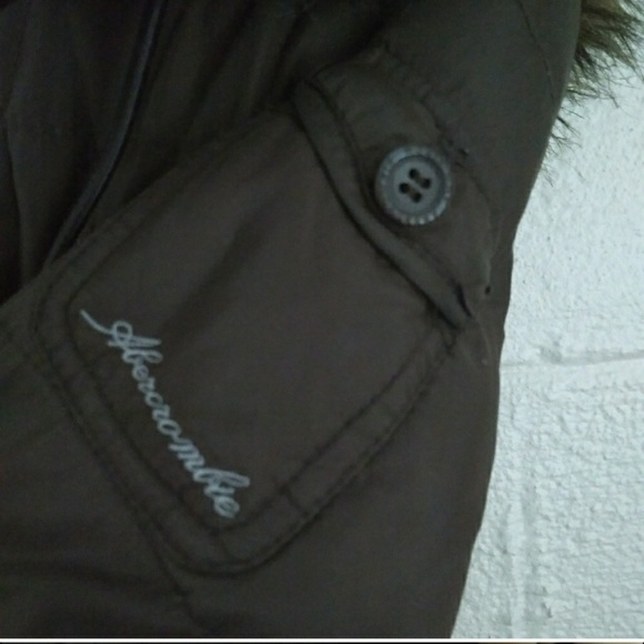 Abercrombie Puffer Bomber Brown Fur L Down Feather - Picture 4 of 8